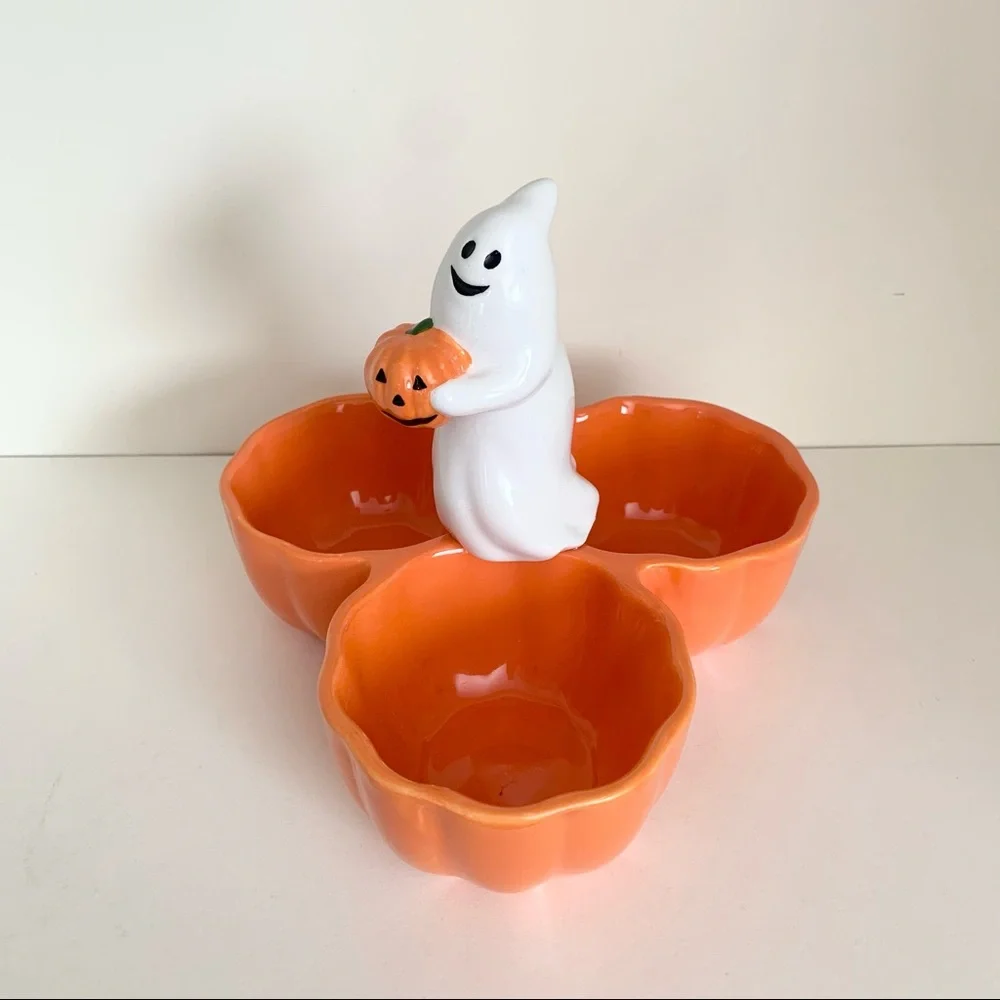 Vintage Halloween ghost ceramic dish